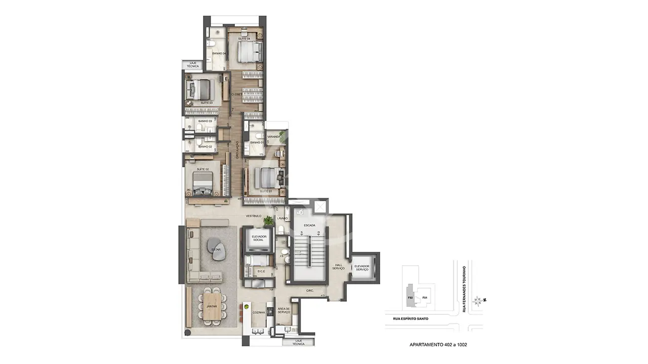 Apartamento com 4 quartos à venda no bairro Lourdes — foto 4