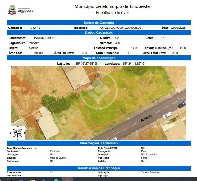 Imagem 1 - Terreno em Centro, Lindoeste - PR
