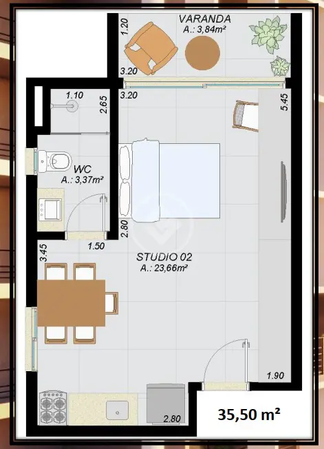 Imagem 3 - Loft / Studio em JARDIM ACLIMAÇÃO, Cuiabá - MT