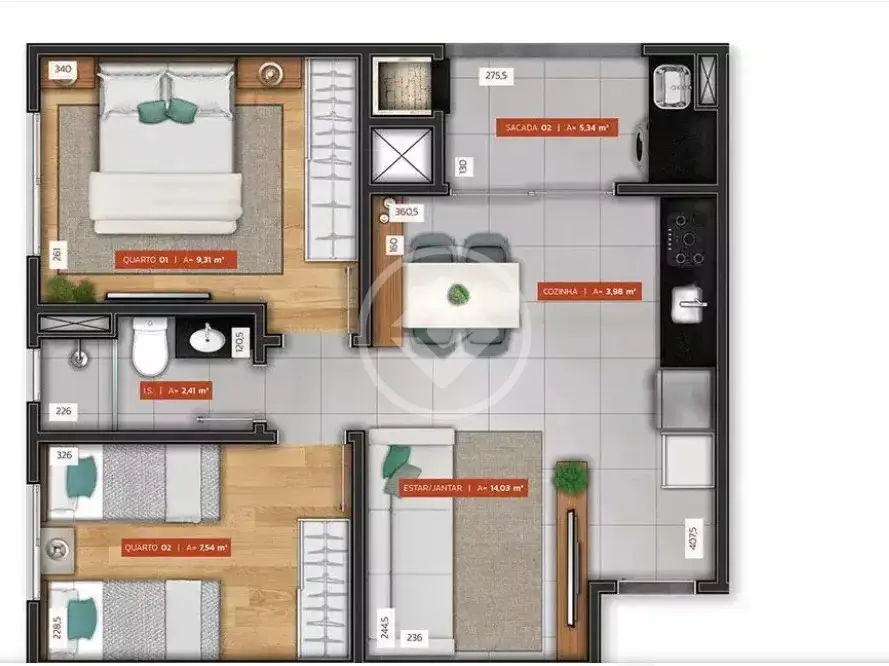 Imagem 2 - Apartamento em CIDADE INDUSTRIAL, Curitiba - PR