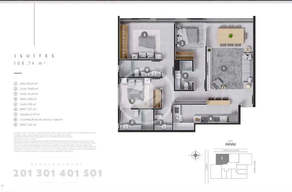 Imagem 1 - Apartamento em JURERÊ, Florianópolis - SC