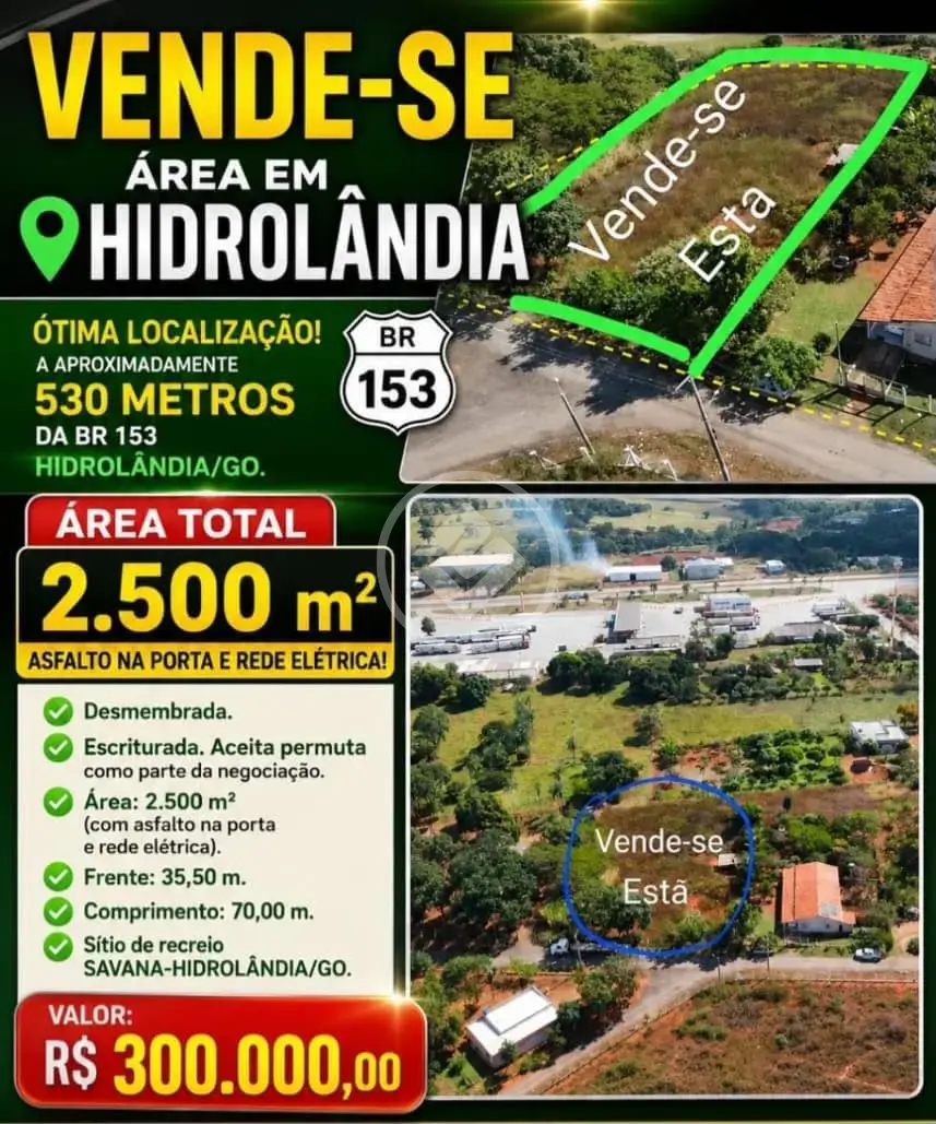 Imagem 1 - Terreno em BR 153, Hidrolândia - GO