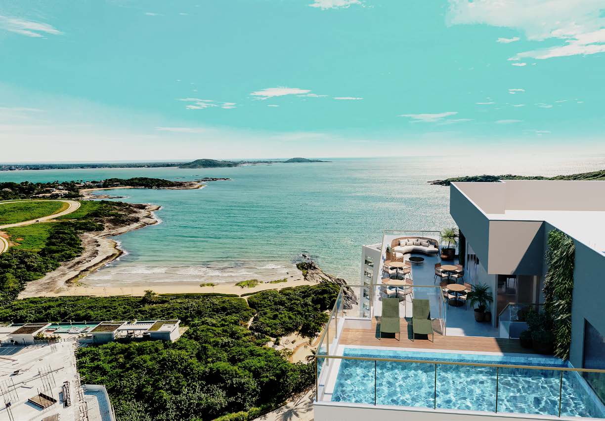 Piscina da cobertura com vista para o mar