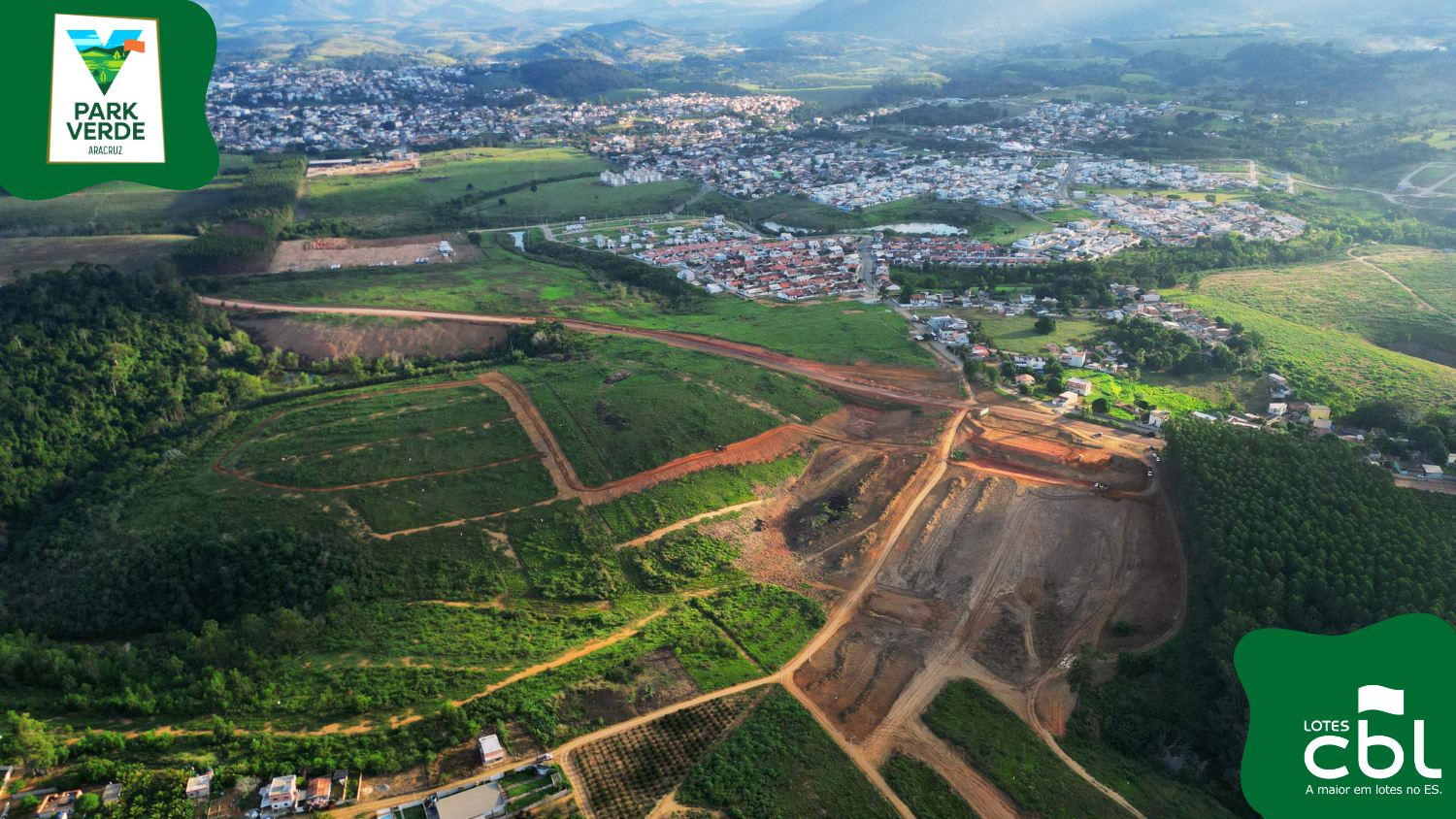 Maquinario pesado trabalhando na infraestrutura viaria do Park Verde