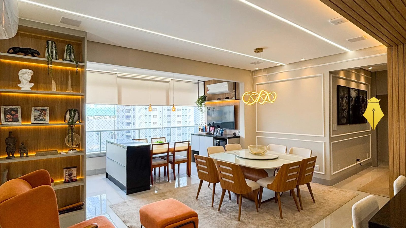 Living de apartamento no Edifício American Residence, em Cuiabá