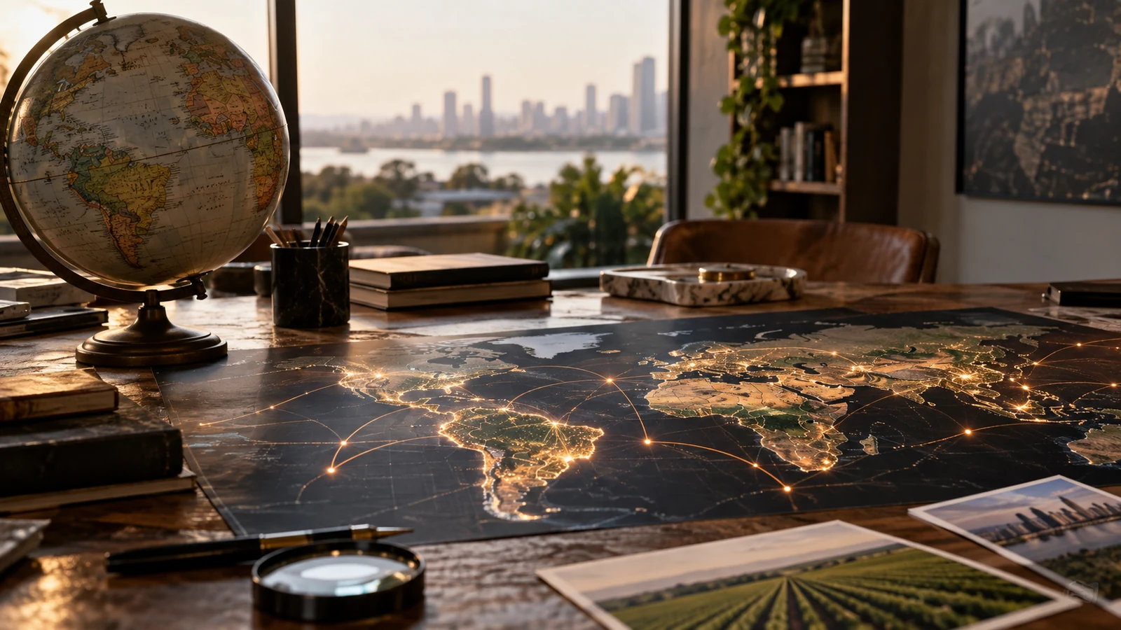 Imagem editorial ilustrativa: A inteligência artificial e o novo mapa da riqueza: para onde vai o capital quando as máquinas assumem parte do trabalho