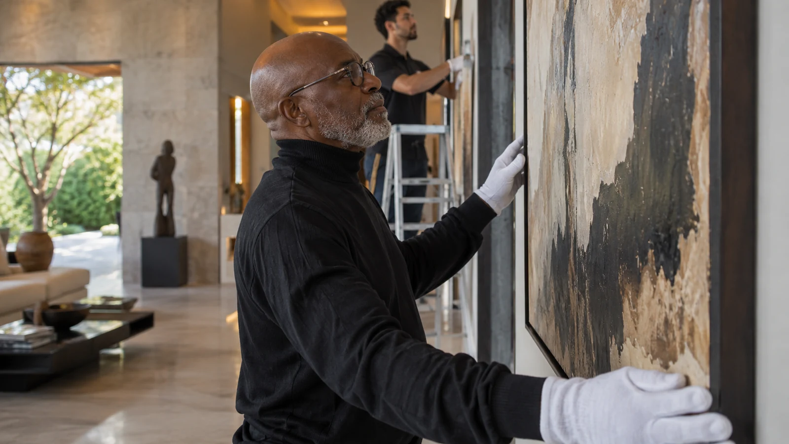 Imagem editorial ilustrativa: Obras de arte na decoração de mansões: como criar uma galeria privada na sua sala de estar
