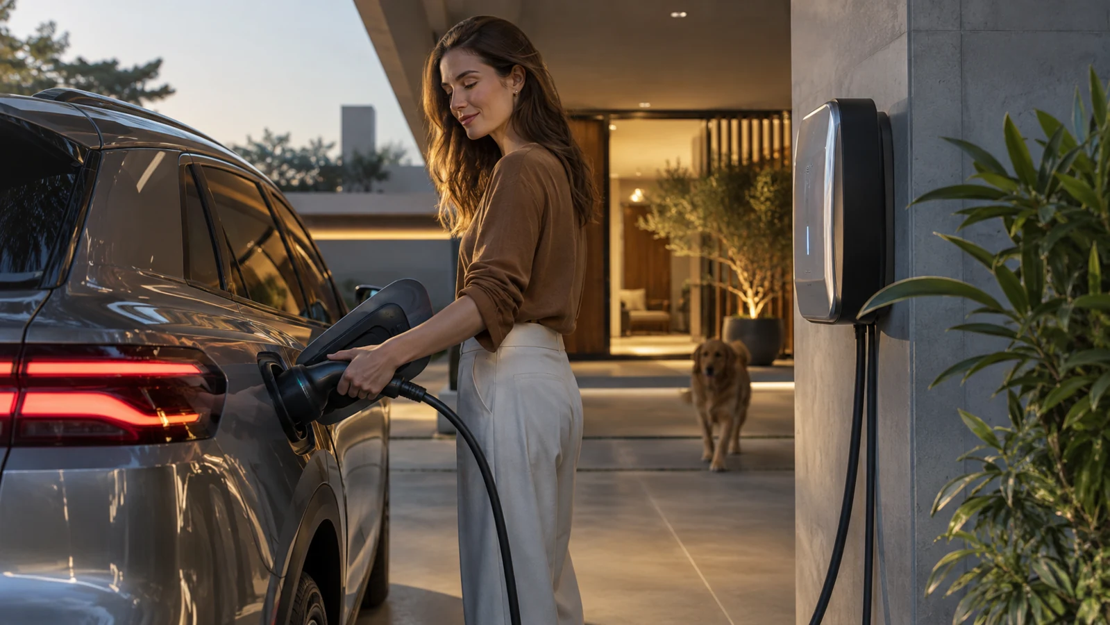 Imagem editorial ilustrativa: O impacto da eletrificação: casas e condomínios preparados para carros elétricos valem mais?