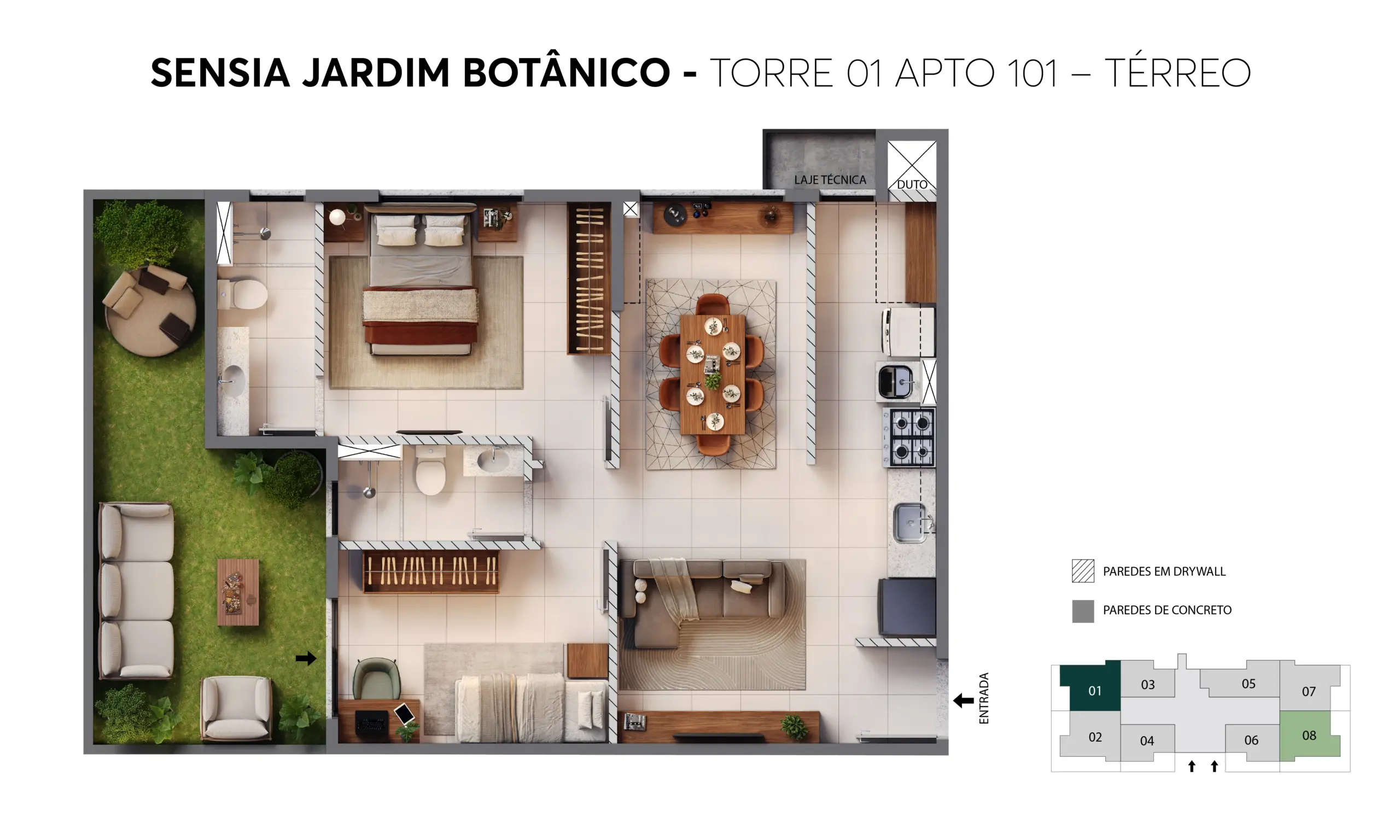 Planta Apto 101 · Térreo — Sensia Jardim Botânico