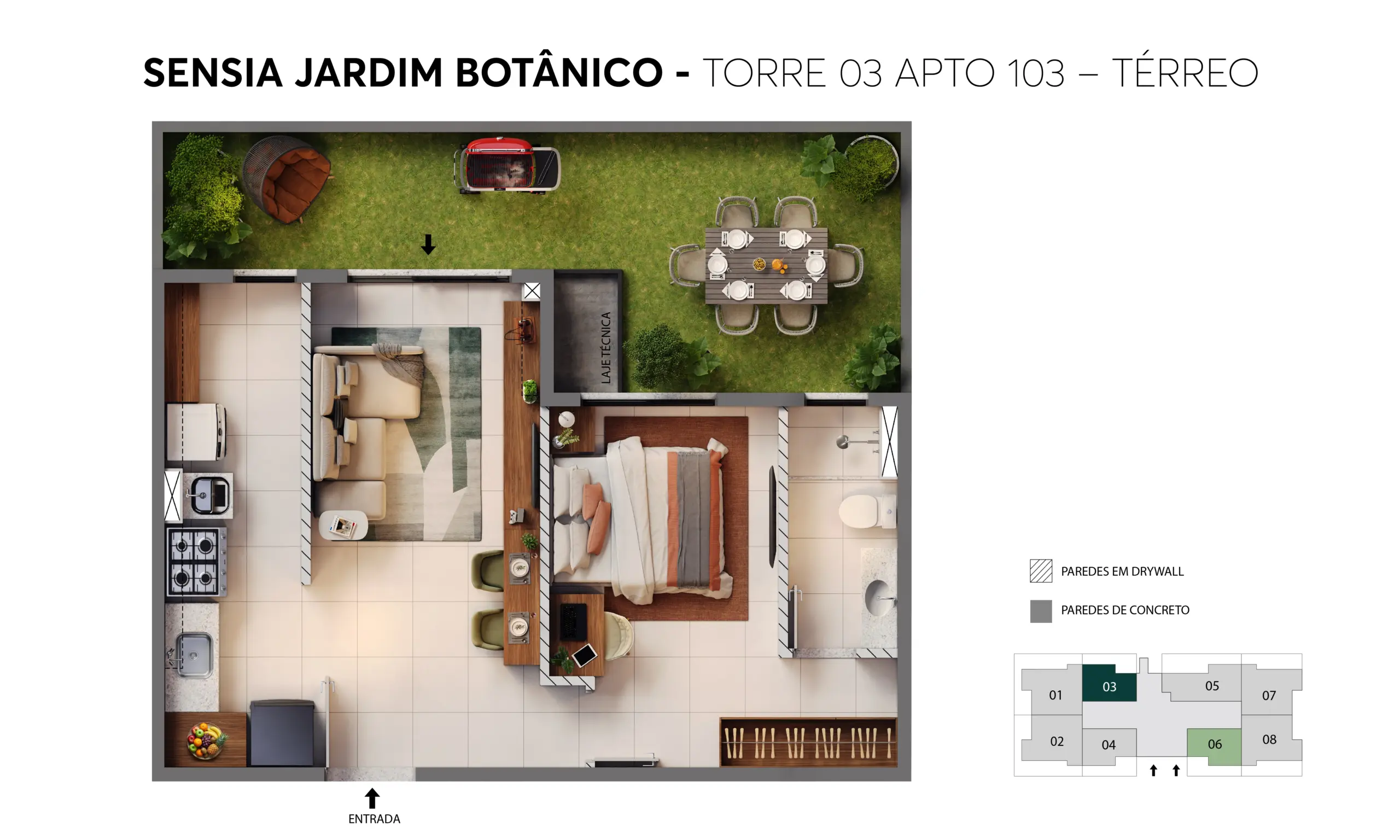 Planta Apto 103 · Térreo — Sensia Jardim Botânico